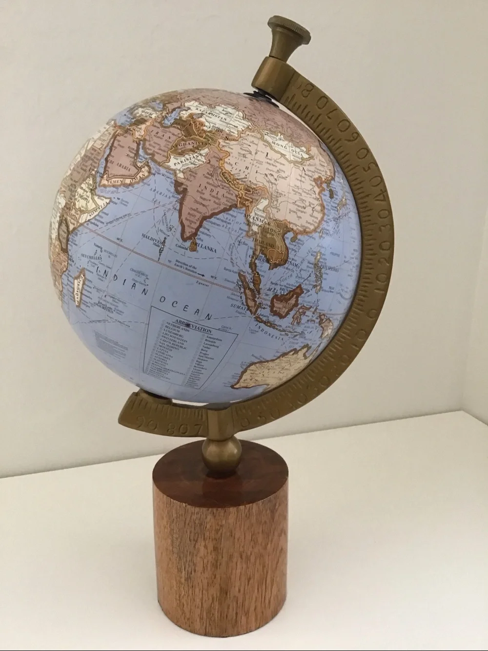World desktop Globe On Wooden Base from India